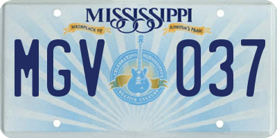 MS license plate MGV037