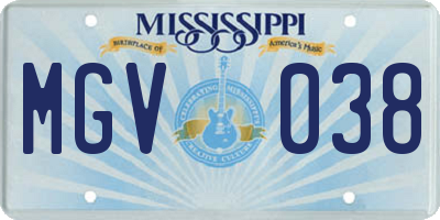 MS license plate MGV038