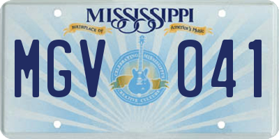 MS license plate MGV041