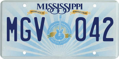 MS license plate MGV042