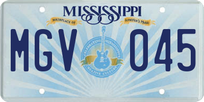 MS license plate MGV045