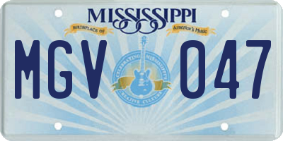 MS license plate MGV047