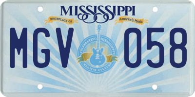 MS license plate MGV058