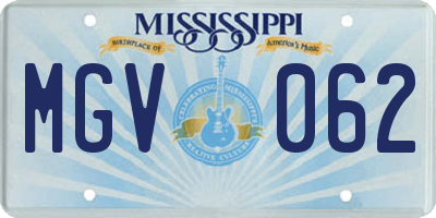 MS license plate MGV062