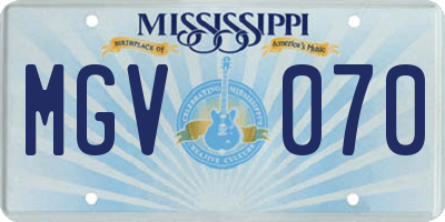 MS license plate MGV070