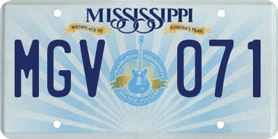MS license plate MGV071