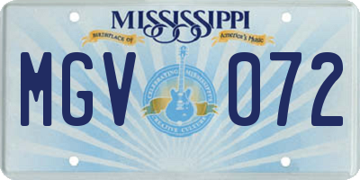 MS license plate MGV072