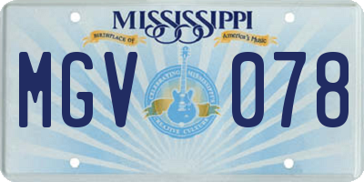 MS license plate MGV078