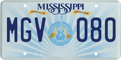 MS license plate MGV080