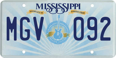 MS license plate MGV092