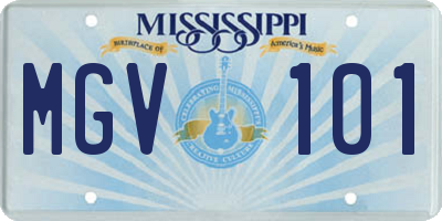 MS license plate MGV101