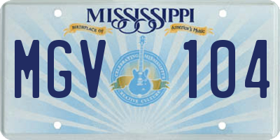 MS license plate MGV104