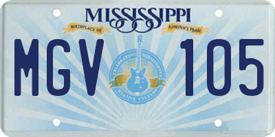 MS license plate MGV105