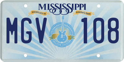 MS license plate MGV108