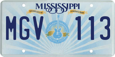 MS license plate MGV113