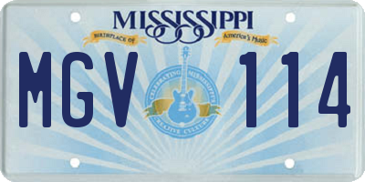 MS license plate MGV114