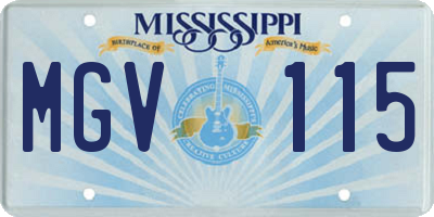 MS license plate MGV115