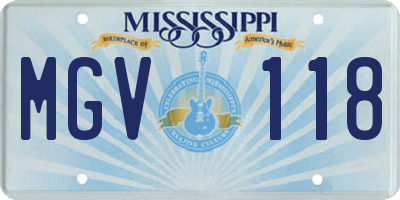 MS license plate MGV118