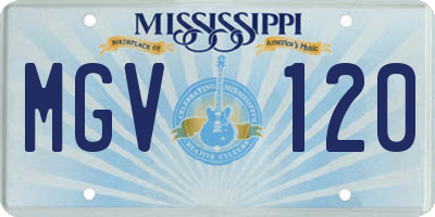 MS license plate MGV120