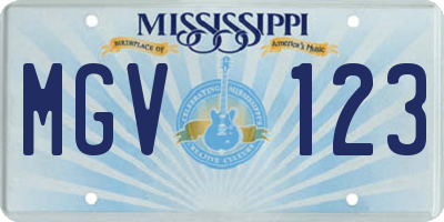 MS license plate MGV123