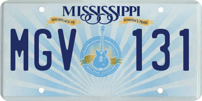 MS license plate MGV131