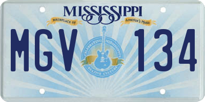 MS license plate MGV134