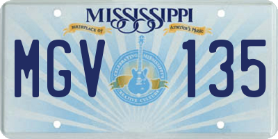 MS license plate MGV135