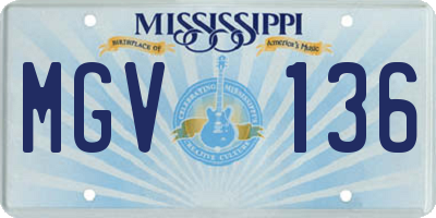 MS license plate MGV136