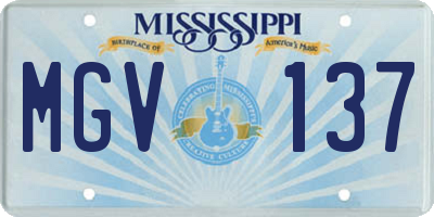 MS license plate MGV137