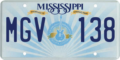 MS license plate MGV138