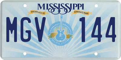 MS license plate MGV144