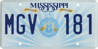 MS license plate MGV181