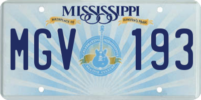 MS license plate MGV193