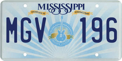 MS license plate MGV196