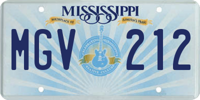 MS license plate MGV212