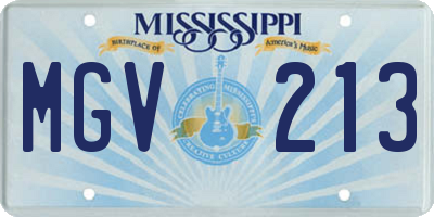 MS license plate MGV213