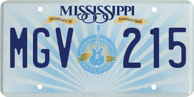 MS license plate MGV215