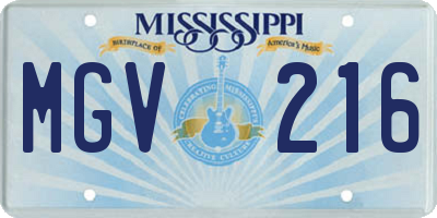 MS license plate MGV216