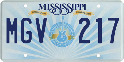 MS license plate MGV217