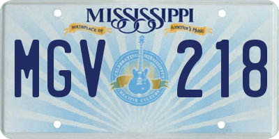 MS license plate MGV218