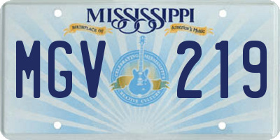 MS license plate MGV219