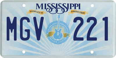 MS license plate MGV221