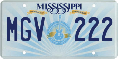 MS license plate MGV222