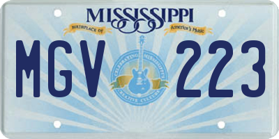 MS license plate MGV223