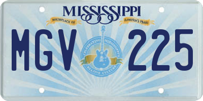 MS license plate MGV225