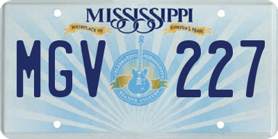 MS license plate MGV227