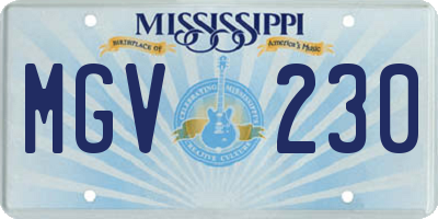 MS license plate MGV230