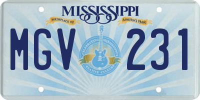MS license plate MGV231