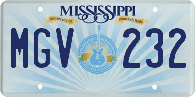 MS license plate MGV232
