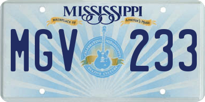 MS license plate MGV233